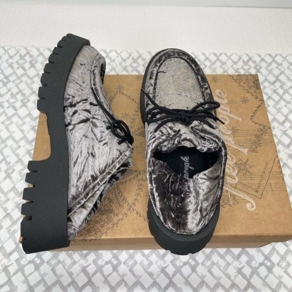 Free People Convertible Velvet Loafer, Gray/Black, Size EU 37 (US 7)